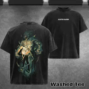 Retro Yuta Okkotsu T-shirt, Retro Anime Double Printed Vintage Washed Tee Unisex Oversize Heavyweight Cotton T-shirt for Anime Fans and Lovers Oversized