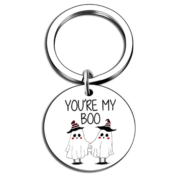 Halloween Fall Gifts My Boo Basket Stuffers for Women Spooky Ghost Keychain Boo Basket Halloween Gifts For Him Her You'Re My Boo
