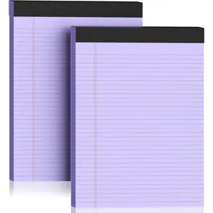 2 Pack Legal Pads 8.5 x 11 College Ruled 100 Sheets Purple Note Pads 8.5" x 11" Lined Paper Chipboard-Backed Notepad with -Perforated Notebook Paper for Office & School Supplies 50 Sheets/Pad