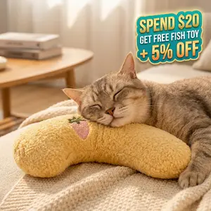 Pet U-Shaped Sleep Pillow for Cats & Small Dogs, Soft Washable Pet Neck Support Pillow, Cozy Teddy Fleece Pet Cushion for Naps and Lounging, Plush Companion Sleep Pillow with Supportive Filling, Cute Embroidered Pet Rest Pillow for Daily Us