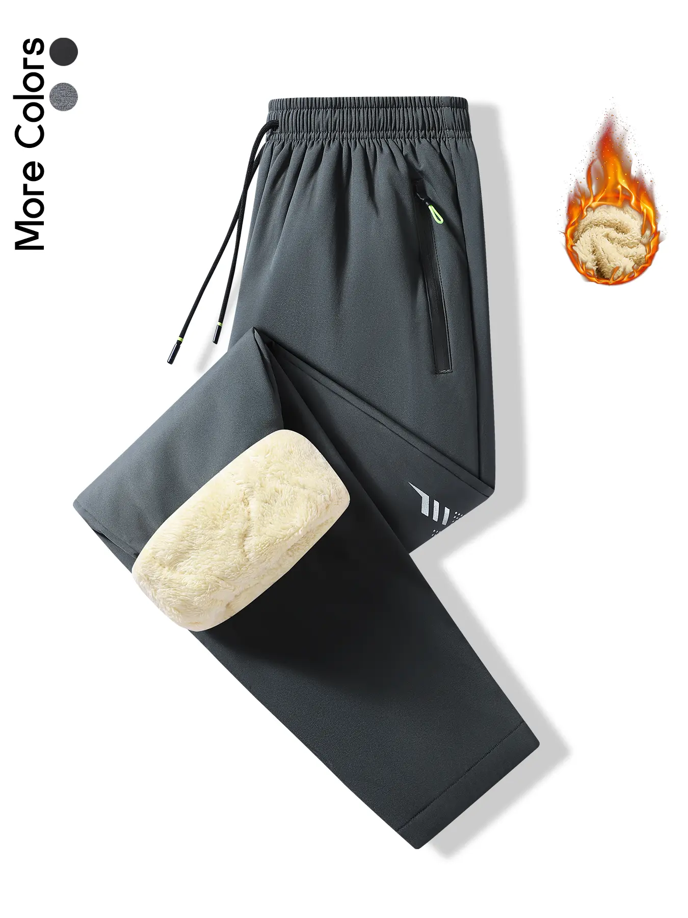 Men's Winter Fleece Lined Sweatpants, Warm Sherpa Lined Track Pants with Zipper Pockets and Drawstring