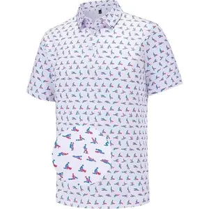 Casual Funny Golf Polo Shirt for Men – Breathable, Quick-Dry, Geometric Print, Stylish & Comfortable for All Seasons