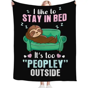 Funny Sloth Throw Blanket Sloth Gifts for Girls Boys Women Men Kids Adults Soft Flannel Flannel Blanket for Couch Sofa ​Bed Home Decor 40"x50"