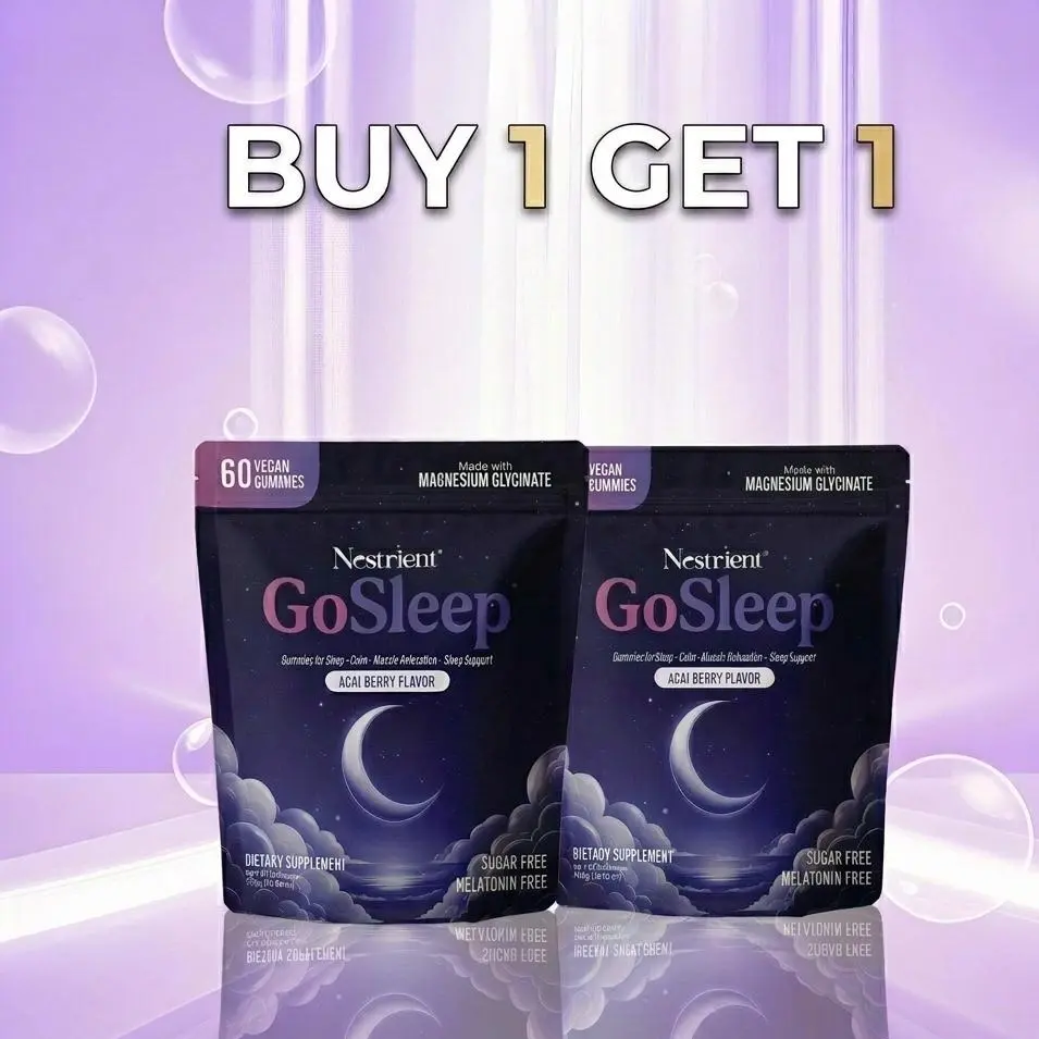 Nestrient GoSleep Melatonin Free Sleep Gummies with Magnesium Glycinate | Fall Asleep Faster & Stay Asleep Longer | GABA L-Theanine Valerian Root Passionflower Lemon Balm | Stress Relief Deep Sleep Support Acai Berry Gummies Non Habit Forming Vegan
