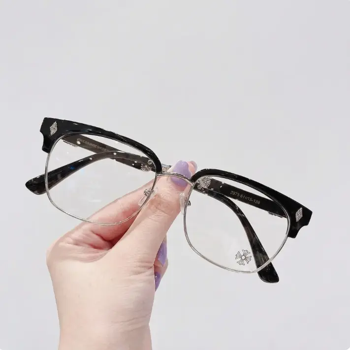 Unisex Browline Optical Glasses Frame Fashion Half Rim Eyewear for Everyday Wear