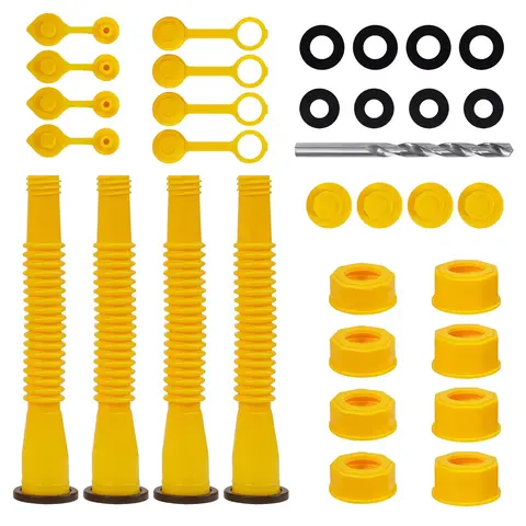 Gas Can Spout Replacement, Gas Can Nozzle. Spout Length Is 8.1 In, Easier to Use. for Most 1/2/5/10 Gal Oil Cans. with Gas Tank Vent Caps, Thick Rubber Pad, Spout Cover, Base Caps