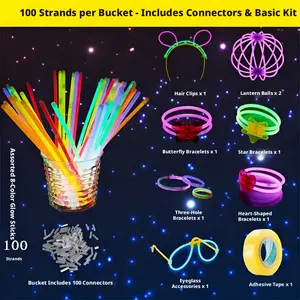 Glow Stick Set Kids Light Up Bracelets DIY Toys for Glow Dance Party Festival Gathering Outdoor Camping Party Supplies