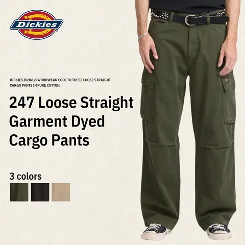 Dickies | 247 Loose Straight Garment Dyed Cargo Pants,100% Cotton,Comfortable Fit, Cargo Pockets, Classic Workwear Style