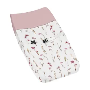 Sweet Jojo Designs Boho Floral Garden Flower Girl Baby Changing Pad Cover Infant Newborn Diaper Table Change Mat Sheet Pink Watercolor Bohemian Farmhouse Wildflower Vintage Shabby Chic Wheat Nature