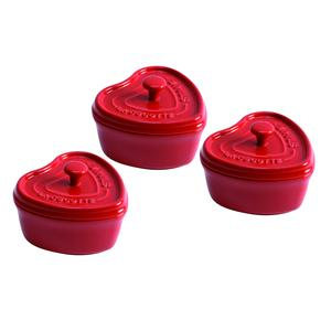 STAUB Ceramic 3-pc Mini Heart Cocotte Set - Cherry