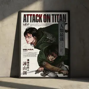 Attack on Titan Anime Poster, Levi Ackerman Wall Art, Mikasa Ackerman Manga, Unframed High Quality Art Print, Home Decor, Gifts for Him Her