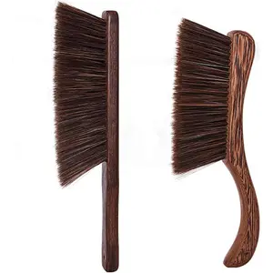 2PCS Hand Broom Cleaning Brushes Soft Bristles Dusting Brush for Cleaning Car Bed Couch Garden Furniture Clothes with Brown Wooden Handle