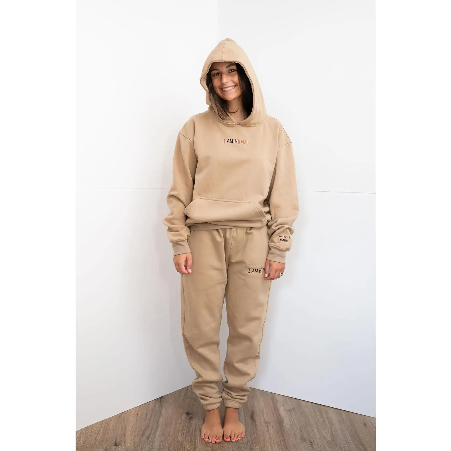 I AM HUMAN logo joggers