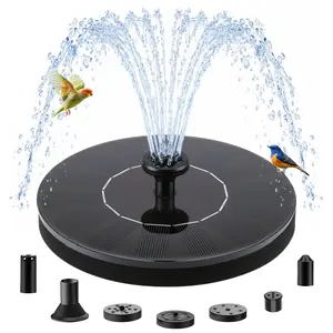 1.5W Solar Bird Bath Fountain Pump, Solar Fountain Pump for Bird Bath with 6 Nozzles, Solar Powered Water Fountain Pump for Garden, Ponds, Pool, Fish Tank, Aquarium and Outdoor
