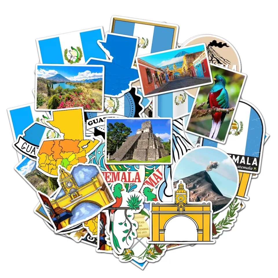 Guatemala Pack 20 PCS Stickers Prited Meme Funny Graphic Waterproof Stickers Pack, Decorative Car Wall Bottle PC Book Vinyl Stickers Decal