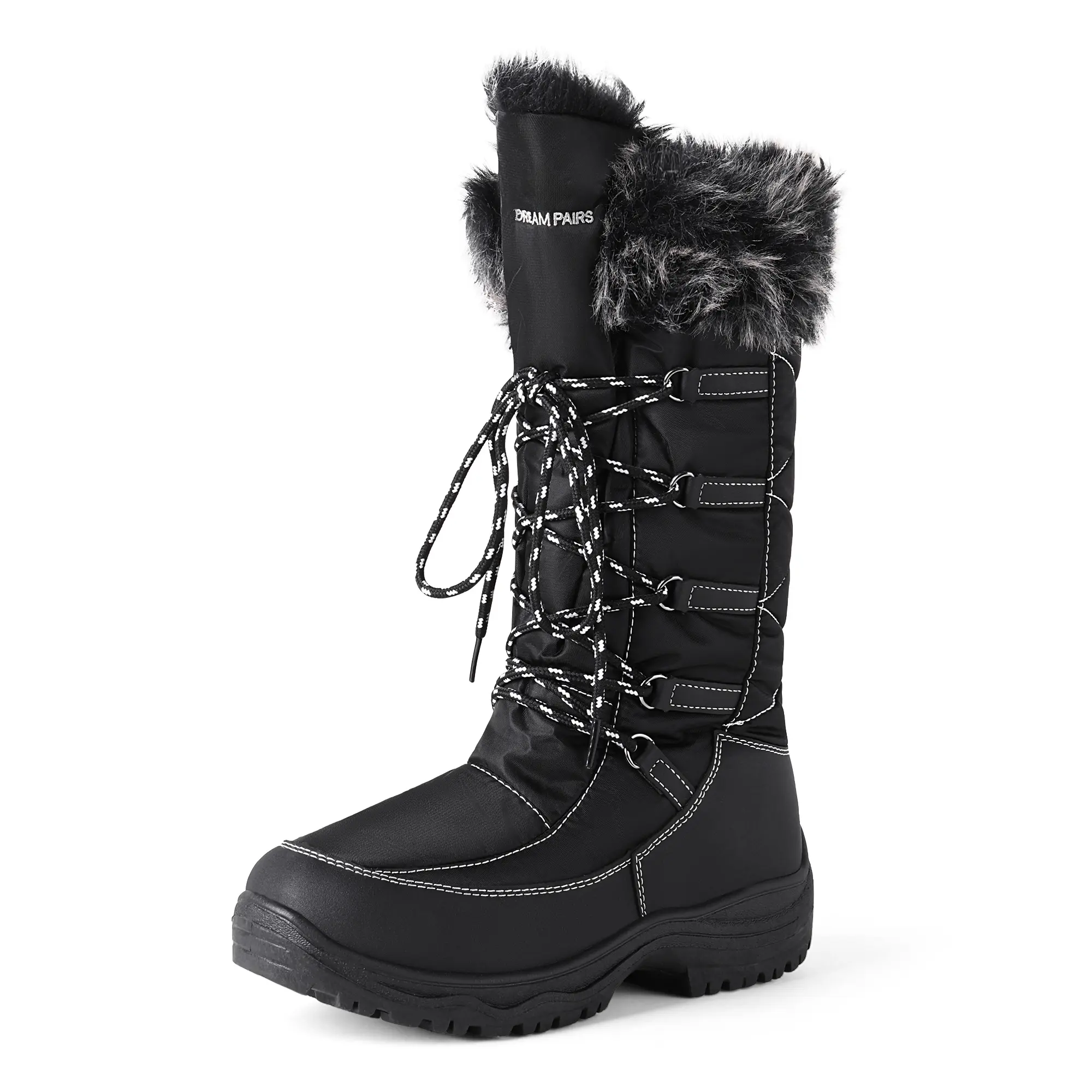 Dream Pairs Women's Mid-Calf Cozy Boots, Plush Lined Lace-Up Footwear with Thermolite Insulation, Slip-Resistant for Snow and Ice
