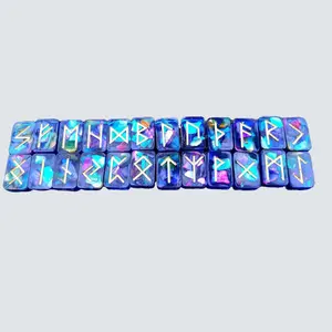 Little Eccentricities Iridescent Elder Futhark Resin Runes Water Element Holographic Divination Tools Handmade Epoxy Resin Stones