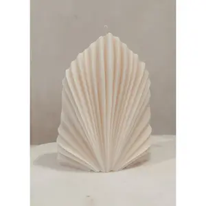 CasaCandle Sculptural Candle - Sea Aesthetic Geometric Striped Design, Unscented Organic Soy Wax, Unique Art Piece for Home Decor, Tall Pillar Candle 5.75" H x 4.5" W, Made with Lead-Free Cotton Wick