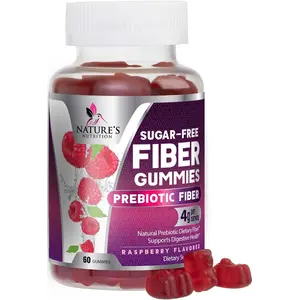 Prebiotic Fiber Gummies 4G - Sugar Free Gummy Fiber Supplement for Adult'S Digestive Health & Regularity Support - Natural Raspberry Flavor, Plant Based Blend, Non-Gmo & Gluten Free - 60 Gummies Nature's Nutrition