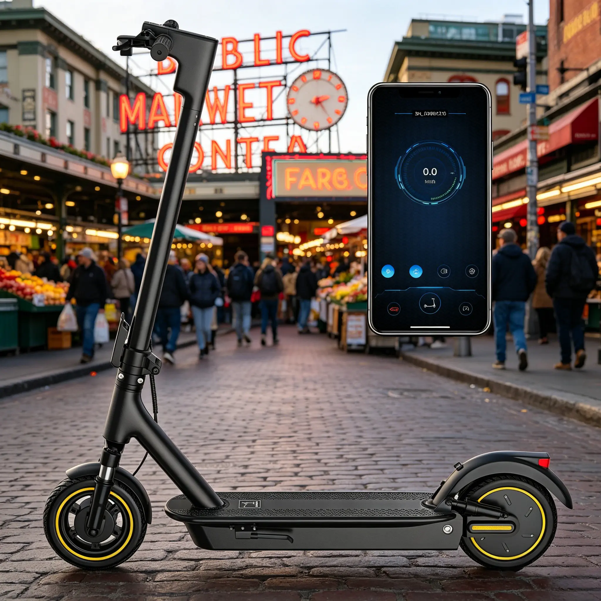 Adult Urban Modern App Controlled C9MPH Fast Electric Scooter - 350W Motor, 10" Tires, LED Lights, Dual Brakes for Daily Commute, App Controlled Scooter
