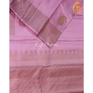 Pure Kanchipuram silk saree in gorgeous pink. Bridal Collection - 2g Gold zari