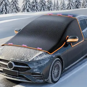Car Windshield Snow Cover, Magnetic Fastening, Reflective Strip, PVC Material, Foldable, Frost-Proof, Ice-Proof, UV-Protective, Winter Use