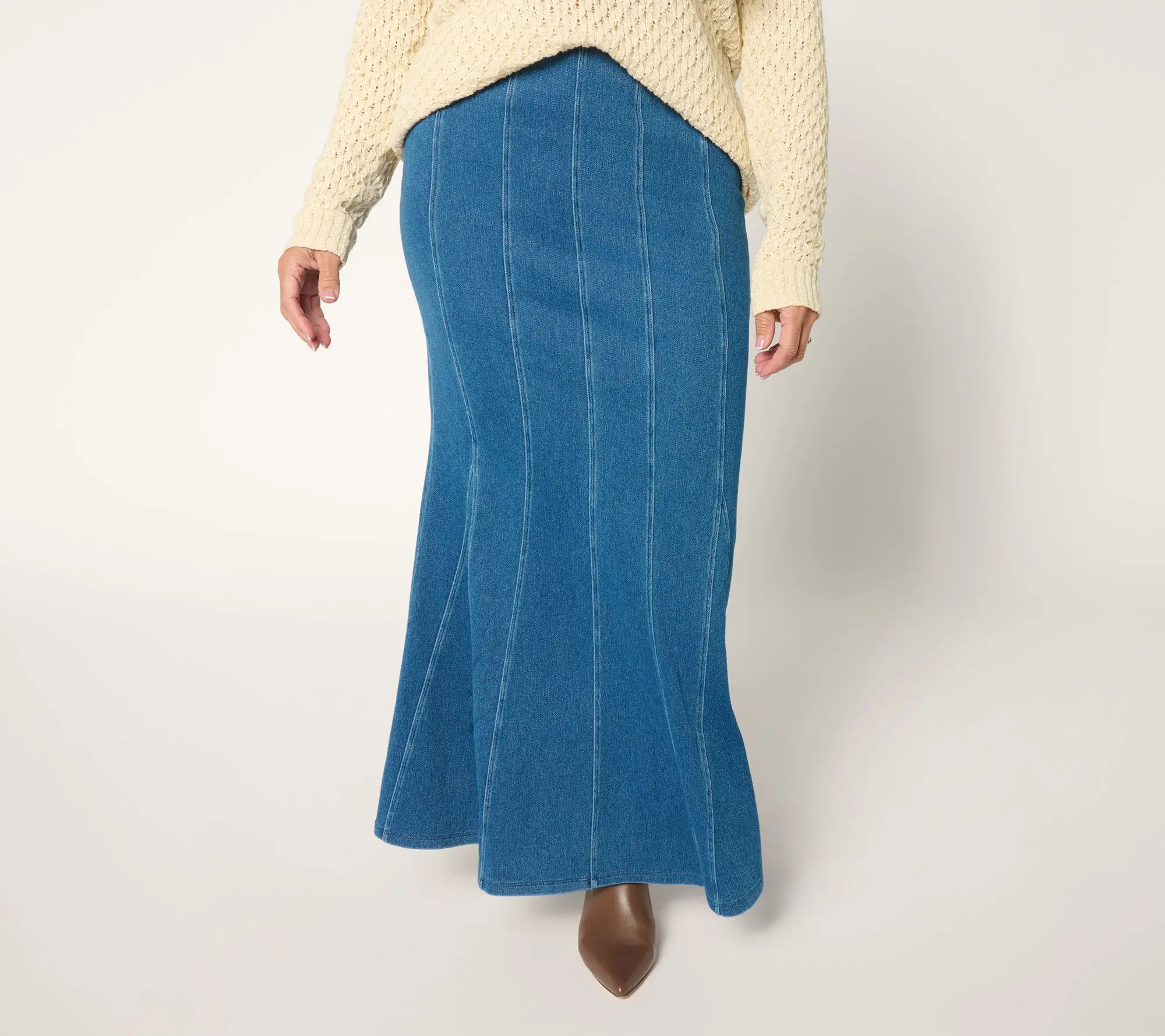 Women with Control Prime Stretch Denim 2 Petite Godet Skirt