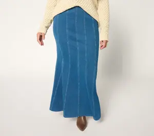 Women with Control Prime Stretch Denim 2 Petite Godet Skirt