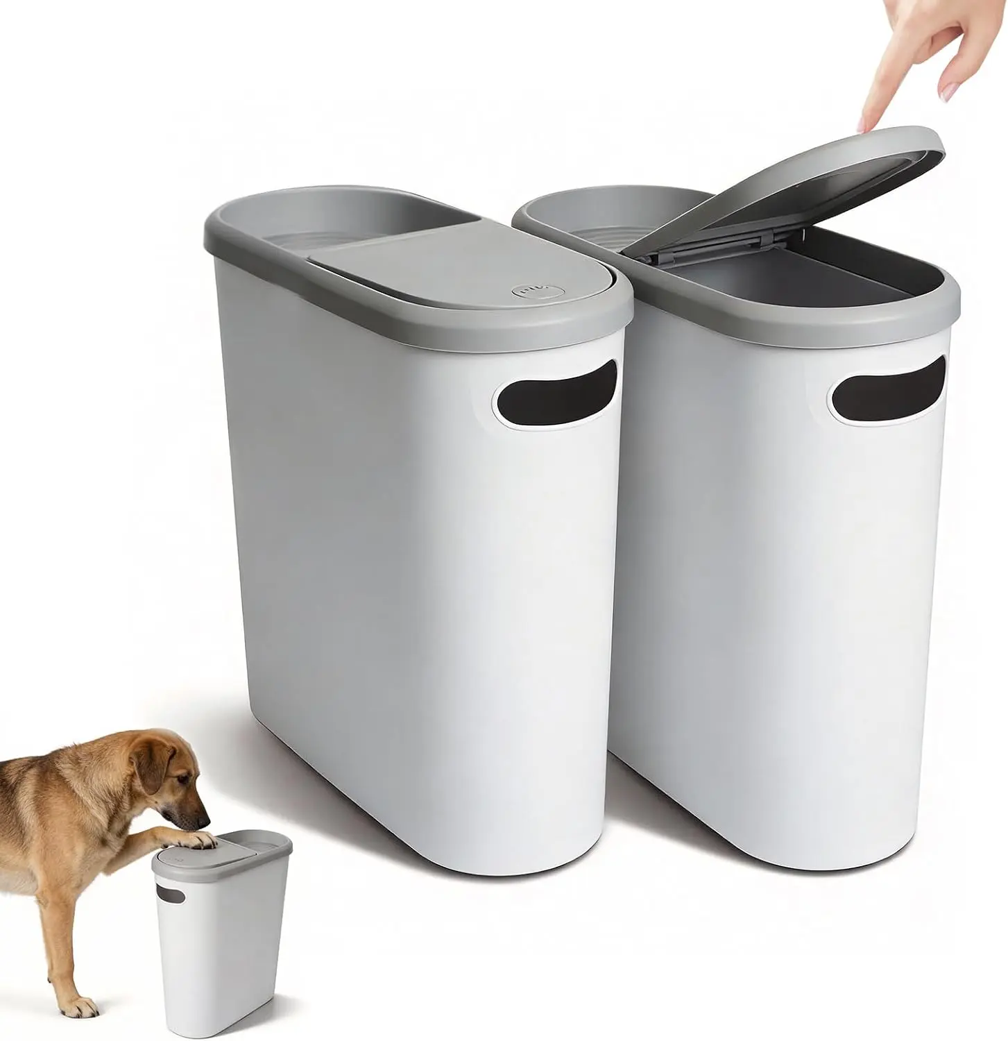 Bathroom Small Trash Can with Lid Gallon Plastic Slim Narrow Garbage Can with Pop-Up Lid, Space-Saving Trash Bin Waste Basket for Toilet, Bedroom,Kitchen,Craft Room,Office