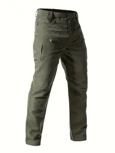 Single-piece men's outdoor tactical work trousers, featuring versatile utility pockets. Solid-coloured, breathable and hard-wearing, suitable for sports, outdoor activities, hiking, camping, workwear, tactical camping gear, and work trousers (without belt