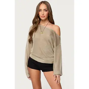 Charlo Off Shoulder Shiny Knit Top