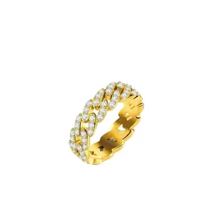 Lorvè 1.4ct Round Cuban Ring Synthetic Moissanite S925 Unisex Ring Perfect for Any Occasion & Everyday Wear Birthday Anniversary Valentine's Day Gift for Men Women
