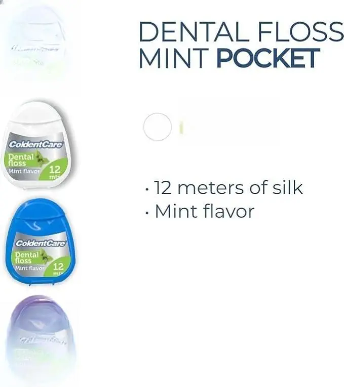 Oral care ColdentCare 16M12 Orthodontic Dental Floss Pocket 12m Silk Mint Flavor Compact Portable Design for Oral Care 24 Months Shelf Life Smooth Effective Travel Size
