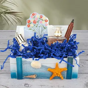 Crinkle Paper Filler, Gift Baskets Gift Boxes Crafts Shredded Cut Paper Packaging Decorative Stuffing & Cushioning Confetti for Easter Birthday Wedding Party Favor Navy Blue