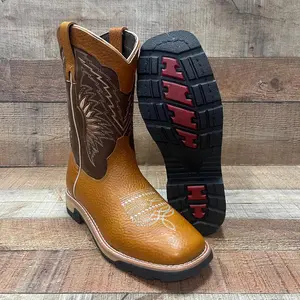 Men's Mango Genuine Leather Rodeo Work Boots: Square Toe, Oil/Water Resistant