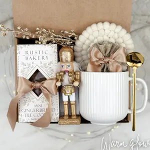 Nutcracker Holiday Gift Box – Christmas Mug, Gold Spoon, Cookies & Coaster | Festive Gift Basket, Corporate Employee Appreciation, Teacher or Friend Winter Care Package, Birthday Present for Women, Men, Staff, Clients, Holiday Party Favor