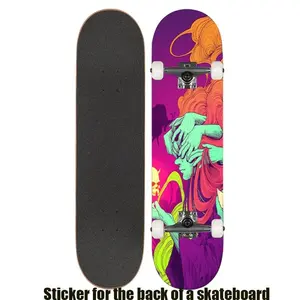 1 2D flat "Personality Trend Punk Street Painting Mysterious Characters" skateboard printing back sticker, street style ful