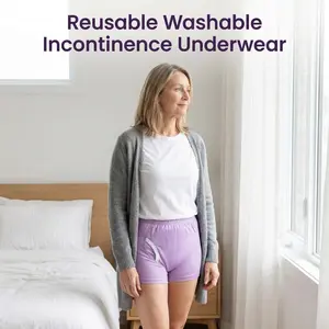 2PCS Adult Leak-Proof Underwear Set (1 Piece + Storage Bag), Elastic Waist, Breathable Fabric, Dual Layer Microfiber, Foldable, Washable, Unisex