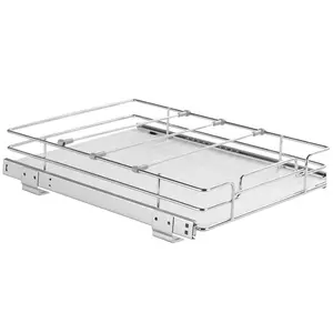 VEVOR Heavy Duty Pull Out Cabinet Organizer 12.5"Wx16.5"Dx3.5"H Steel Roll Out Drawers for Home Under Sink 14"Wx17.5"Dx7"H Install Size Smooth Quiet Sliding Storage Solution