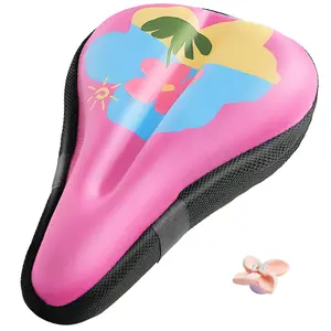 Kids Bike Seat Cushion for Girls, Gel Padded Bike Seat Cover for Toddler, Breathable & Extra Soft Gel Memory Foam, Pink Child Bicycle Saddle Cushion 9"x 6"