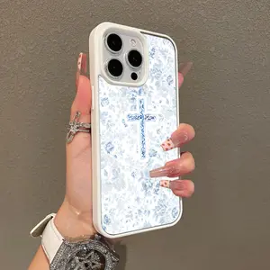 Trendy Magnetic Case for iPhone11/12/13/14/15/16/promax Blue Cross MagSafe Ready, Ultra Thin & Shockproof | Cute Pick for Girls