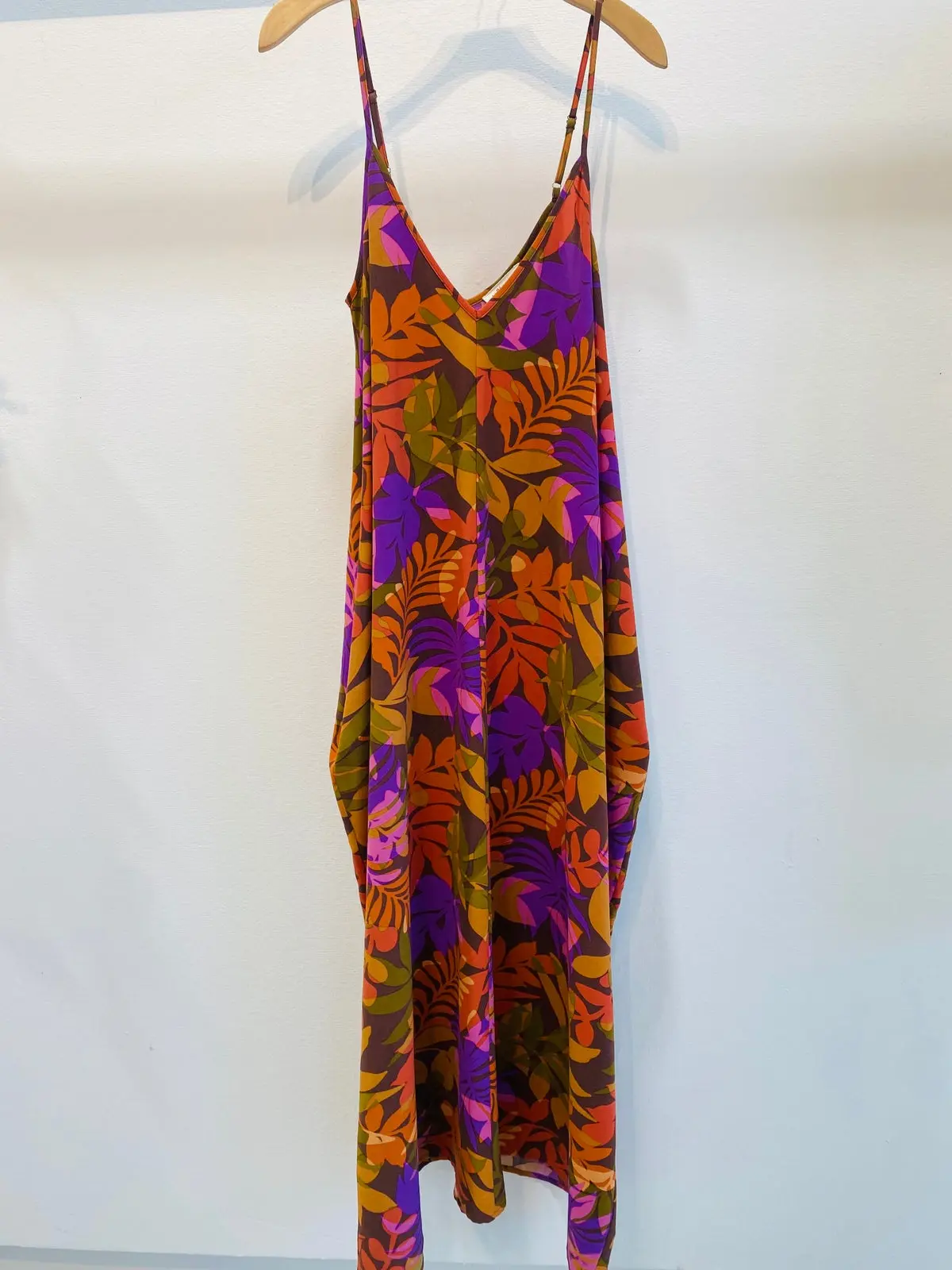 Tropical, scrappy, cocoon maxi dress
