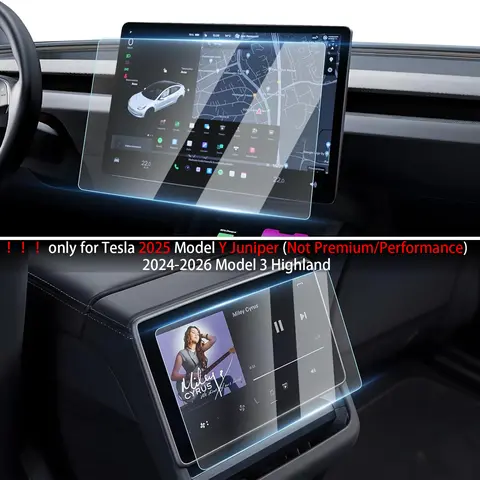 Canvcle 2-Pack Premium Tempered Glass Screen Protectors, Anti-Fingerprint Easy-to-Install Car Accessories for Tesla 2025 Model Y Juniper (Not Premium/Performance), 2024-2026 Model 3 Highland - 15.4in Front, 8in Rear Touchscreens, Cover, Smooth, Protection