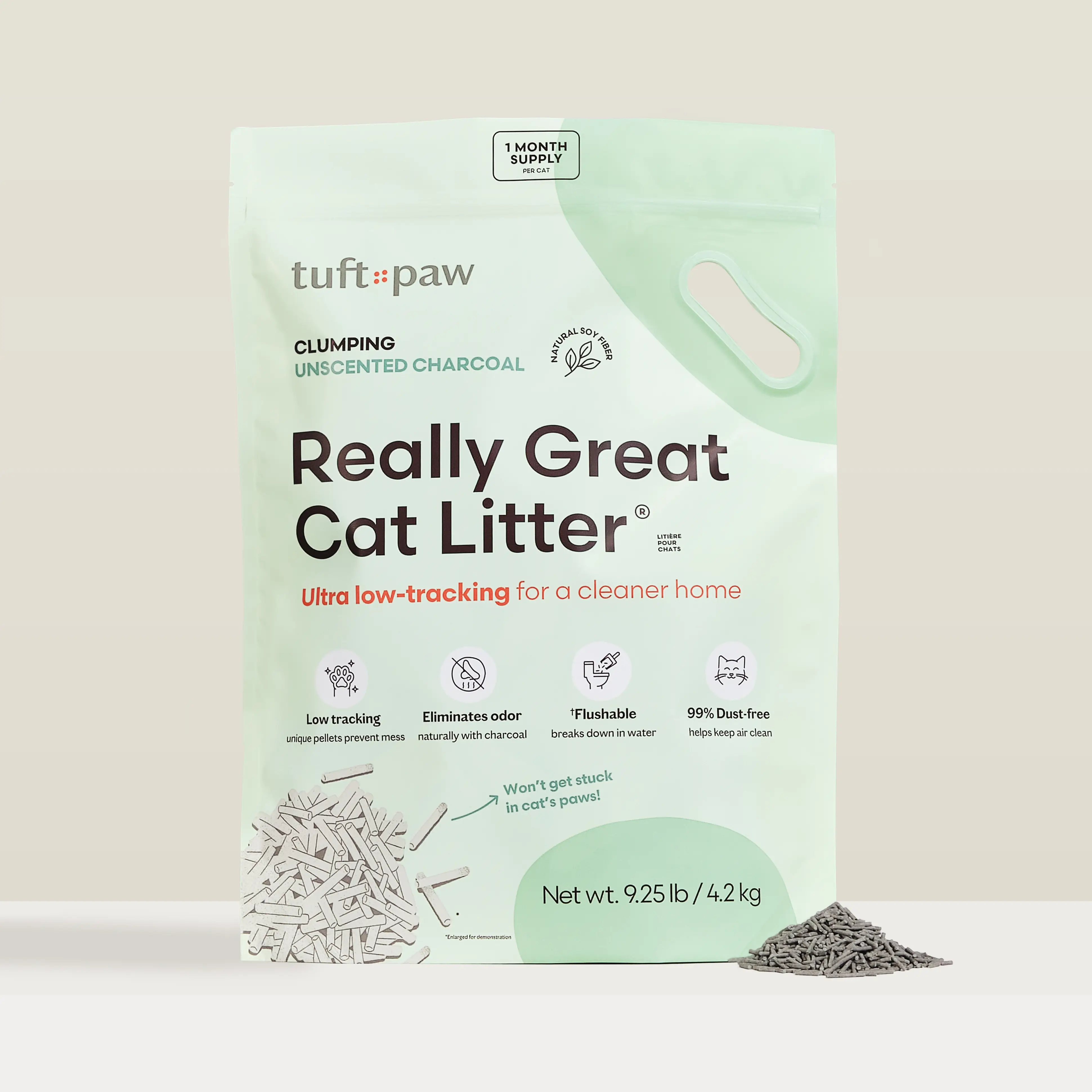 Really Great Cat Litter - Low-tracking Tofu Cat Litter, Flushable, Clumping, Dust Free, Natural Eco Friendly Pellets, Odor Control