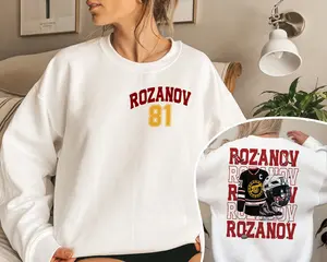 Rozanov 81 Two Sided Sweatshirt, Hockey Jersey Style, Ilya Rozanov Fan Club, MM Romance Bookish Merch, Front Back Print