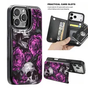 Phone case: Skull/wallet-style card holder, with credit card slot, suitable for iPhone 17 16 15 14 13 12 PRO MAX PLUS, AIR;Cute phone case,for Samsung GalaxyS22 S23+S24 Plus/S25 Ultra; Fashionable magnetic hard case for women and girls, with a coin pocket