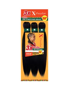Sensationnel African Collection 3X X-Pression 28" Pre-Stretched Braiding Hair - Unisex, Flame-Retardant, Hot Water Set Safe, Premium Synthetic Fibers