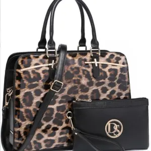Women Handbag Wallet Tote Shoulder Hobo Bag Top Handle Satchel Purse Set 2pcs with 3 Compartments