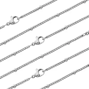 12 count 18" Stainless Steel  Beaded Necklace Chains Curb Link Chain Bulk for  Making supplies 2mm