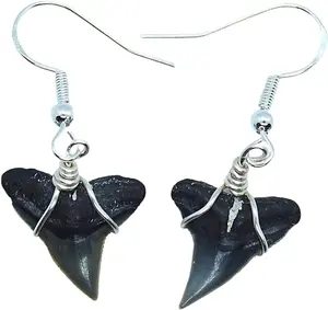 Silver Shark Tooth Dangle Earrings |  Fossil Shark Tooth Jewelry, For Men, Women, and Kids, Ethical and Custom jewelry  women